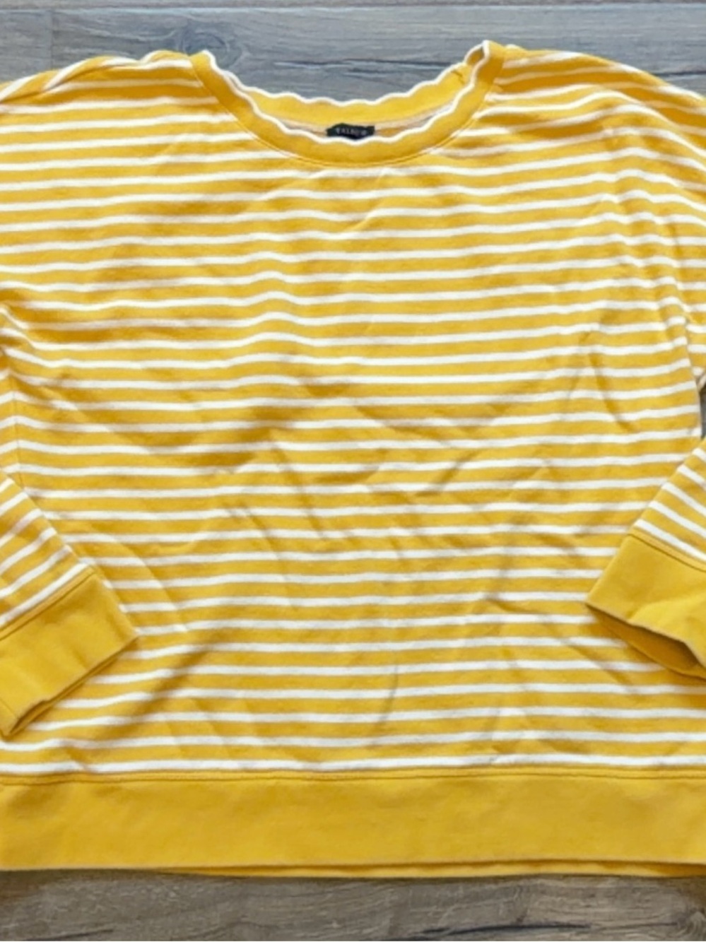 Talbots Yellow and White Striped Women’s Crew Sweatshirt